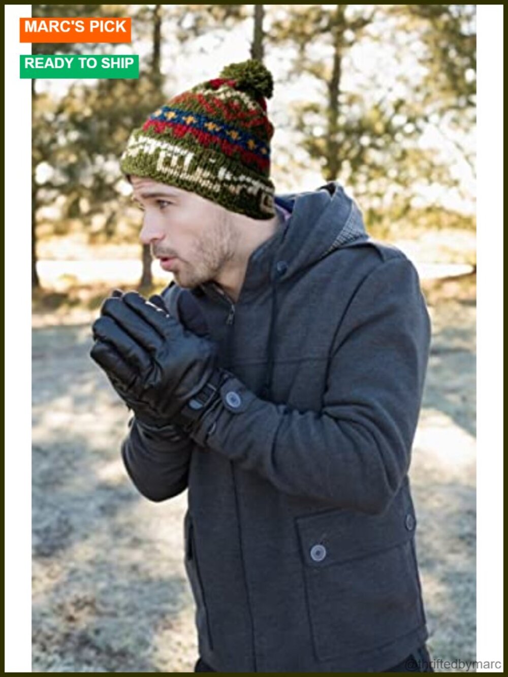Alpaca Wool Blend Handmade Bobble Beanie Winter Hat Unisex One Size - Picture 2 of 5